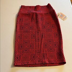 LuLaRoe Red and Black Patterned Pencil Skirt